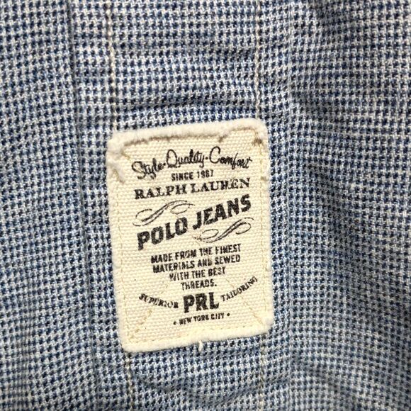 Ralph Lauren Polo Jeans Co Casual Button Up Short Sleeve Shirt Blue Men's L - Picture 4 of 8